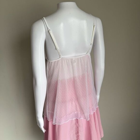 Vintage Lace Slip Top Lingerie With Bow Pink Blush - Picture 2 of 9